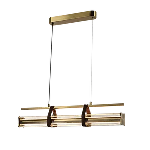 Golden pipe brown ribbon  Pendant light